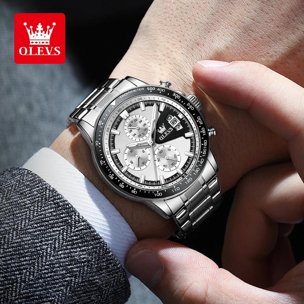 OLEVS Original Multi-function Men's Watches Chronograph Stainless Steel Waterproof Business Wristwatch Men (Exclusive Design)