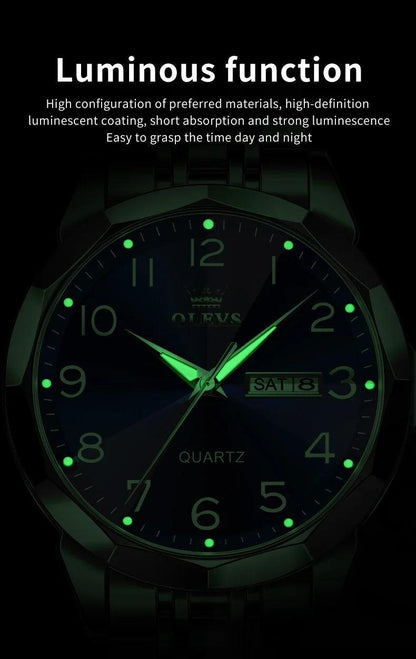 OLEVS Stainless Steel Quartz Watch | Fashionably Functional with Luminous Display and Water Resistance