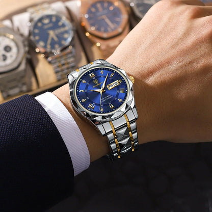 POEDAGAR Top Brand Luxury Man Wristwatch Waterproof Luminous Date Week Men Watches Stainless Steel Quartz Men's Watch Male reloj CaRaUaNa Fashion