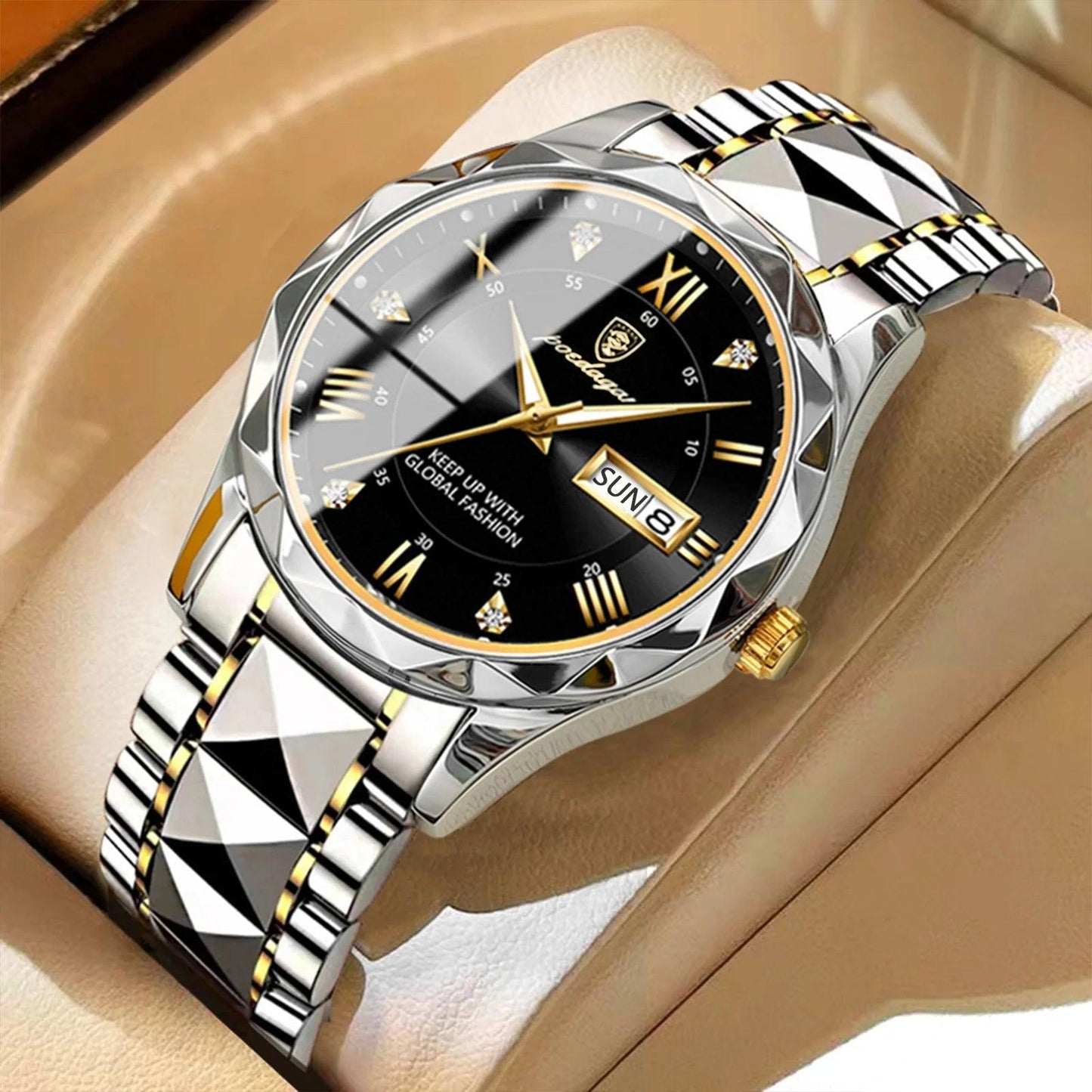 POEDAGAR Top Brand Luxury Man Wristwatch Waterproof Luminous Date Week Men Watches Stainless Steel Quartz Men's Watch Male reloj CaRaUaNa Fashion