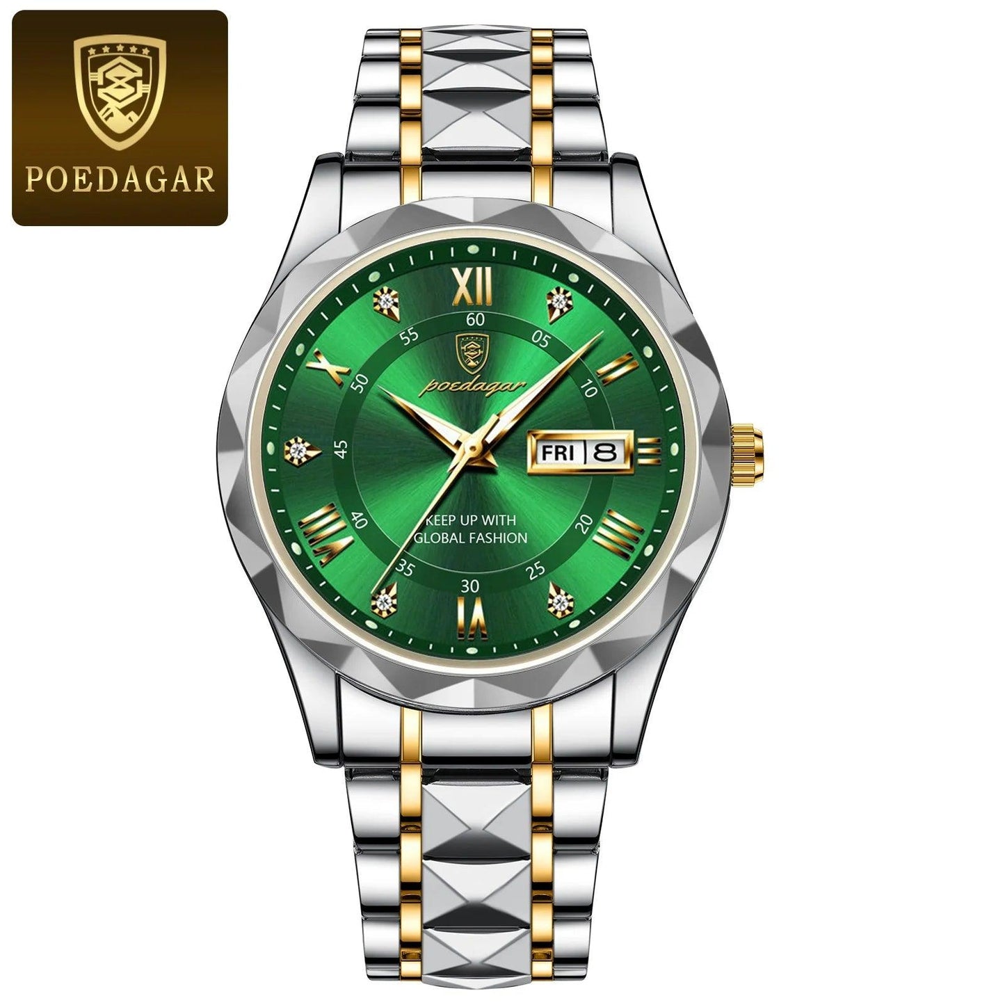 POEDAGAR Top Brand Luxury Man Wristwatch Waterproof Luminous Date Week Men Watches Stainless Steel Quartz Men's Watch Male reloj CaRaUaNa Fashion