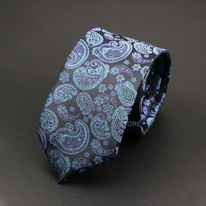 Grey Brown Green Paisley Wedding and Business Necktie for Men CaRaUaNa Fashion