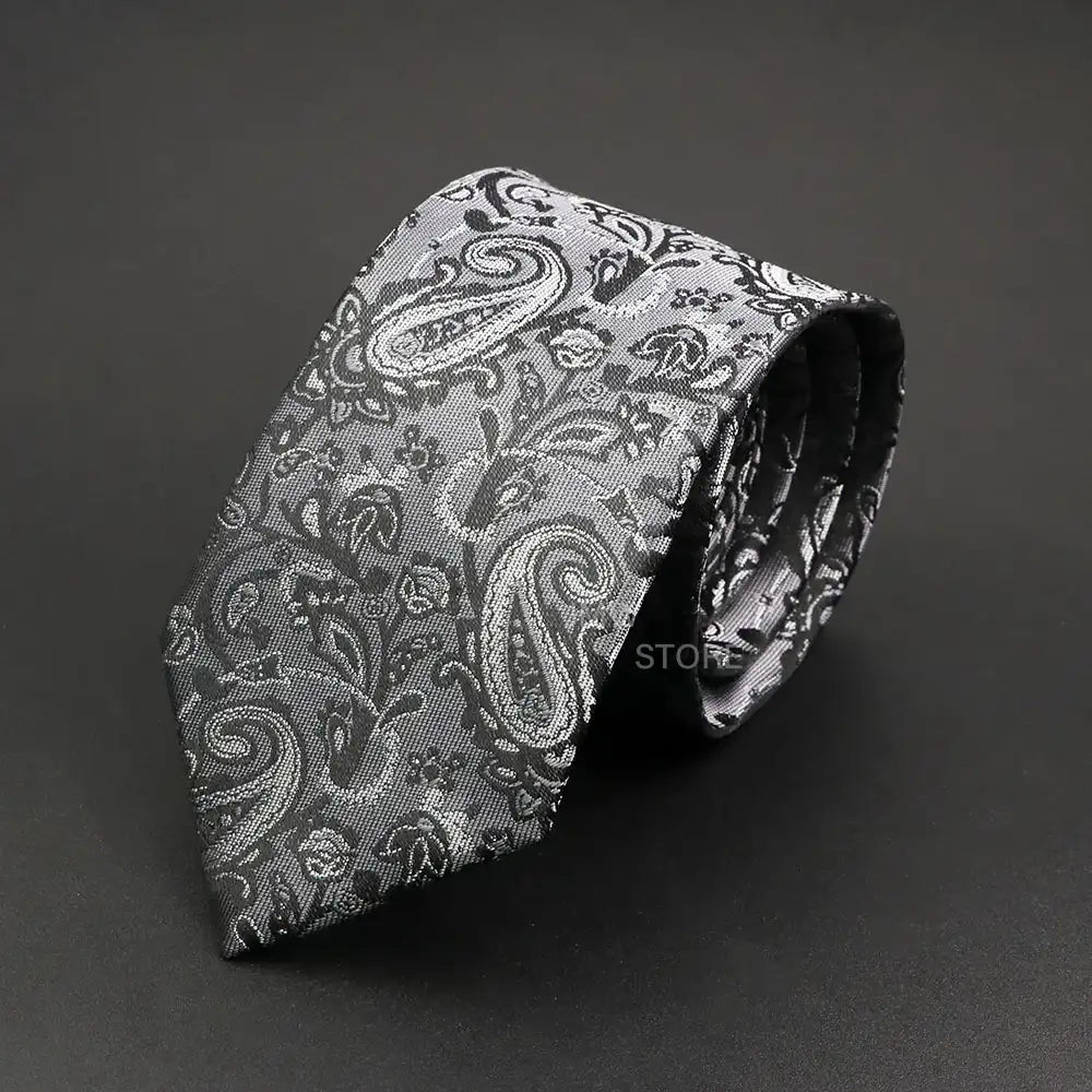 Grey Brown Green Paisley Wedding and Business Necktie for Men CaRaUaNa Fashion