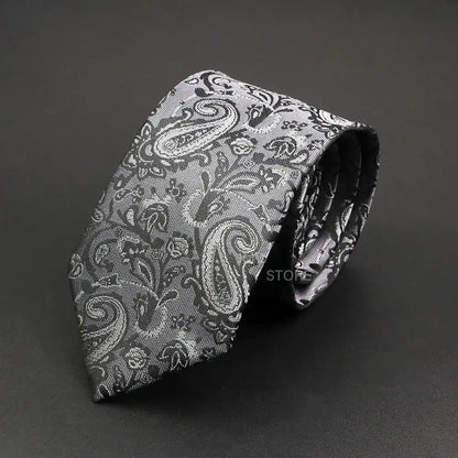Grey Brown Green Paisley Wedding and Business Necktie for Men CaRaUaNa Fashion