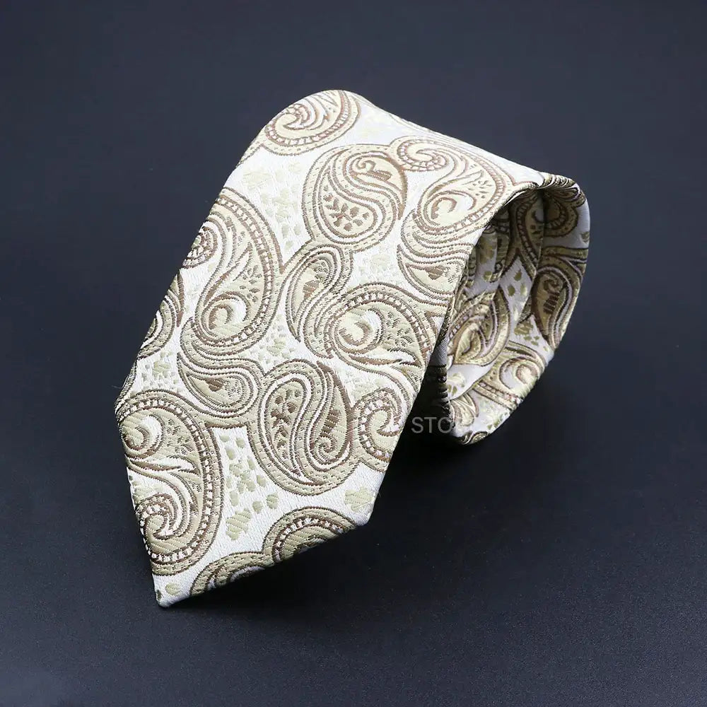 Grey Brown Green Paisley Wedding and Business Necktie for Men CaRaUaNa Fashion