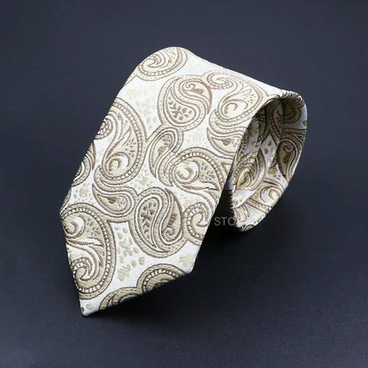 Grey Brown Green Paisley Wedding and Business Necktie for Men CaRaUaNa Fashion
