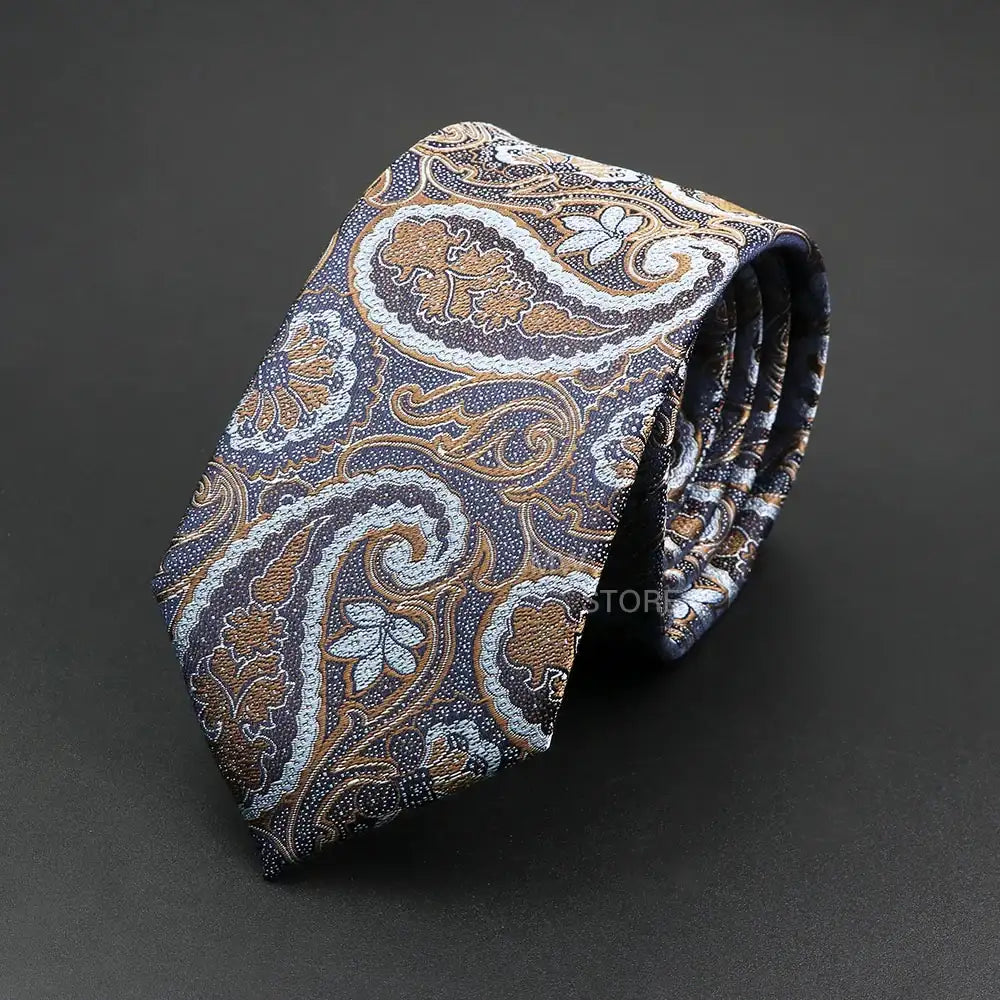 Grey Brown Green Paisley Wedding and Business Necktie for Men CaRaUaNa Fashion