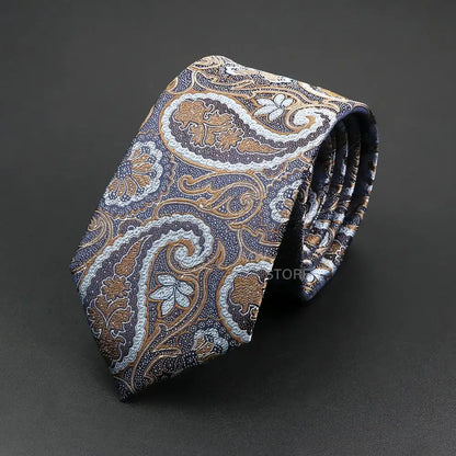 Grey Brown Green Paisley Wedding and Business Necktie for Men CaRaUaNa Fashion