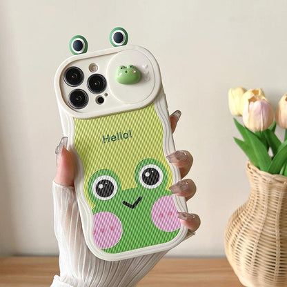 Phone Case for iPhone 15 14 13 12 11 Pro Max with Big Eyes and Big Face Frog Pattern