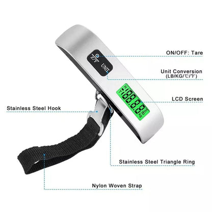 Portable Scale Digital LCD Display 110lb/50kg Electronic Luggage Hanging Suitcase Travel Weighs Baggage Bag Weight Balance Carauana Store