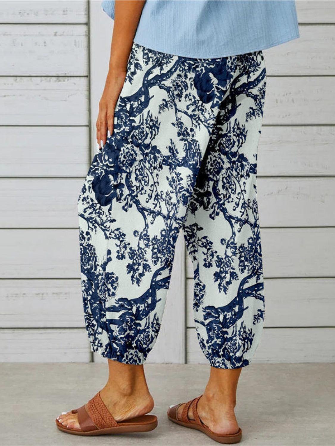 Printed Tied Cropped Pants