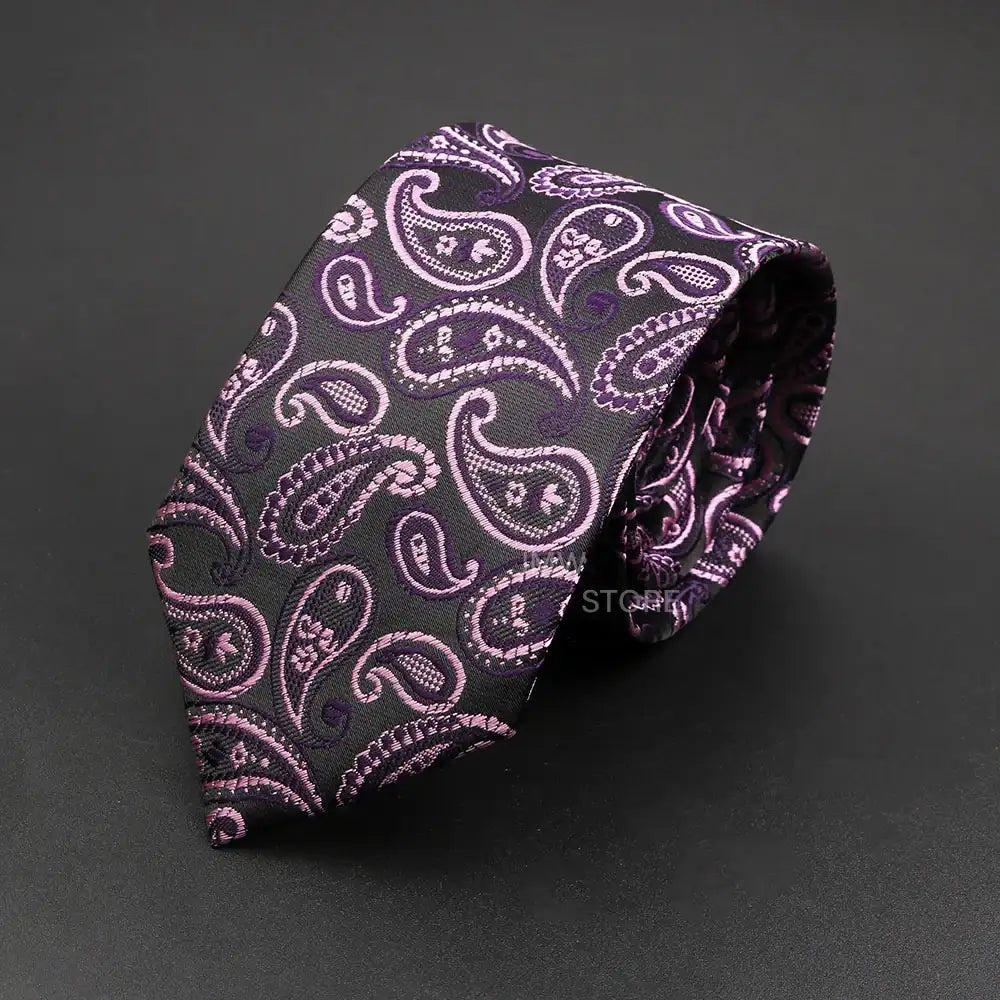 Grey Brown Green Paisley Wedding and Business Necktie for Men CaRaUaNa Fashion