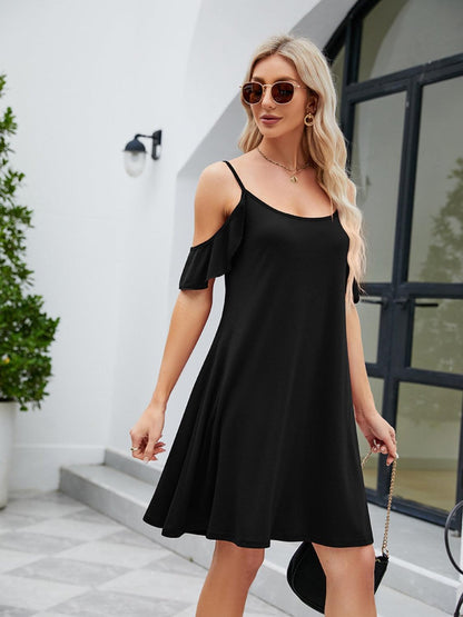 Ruffled Scoop Neck Mini Dress