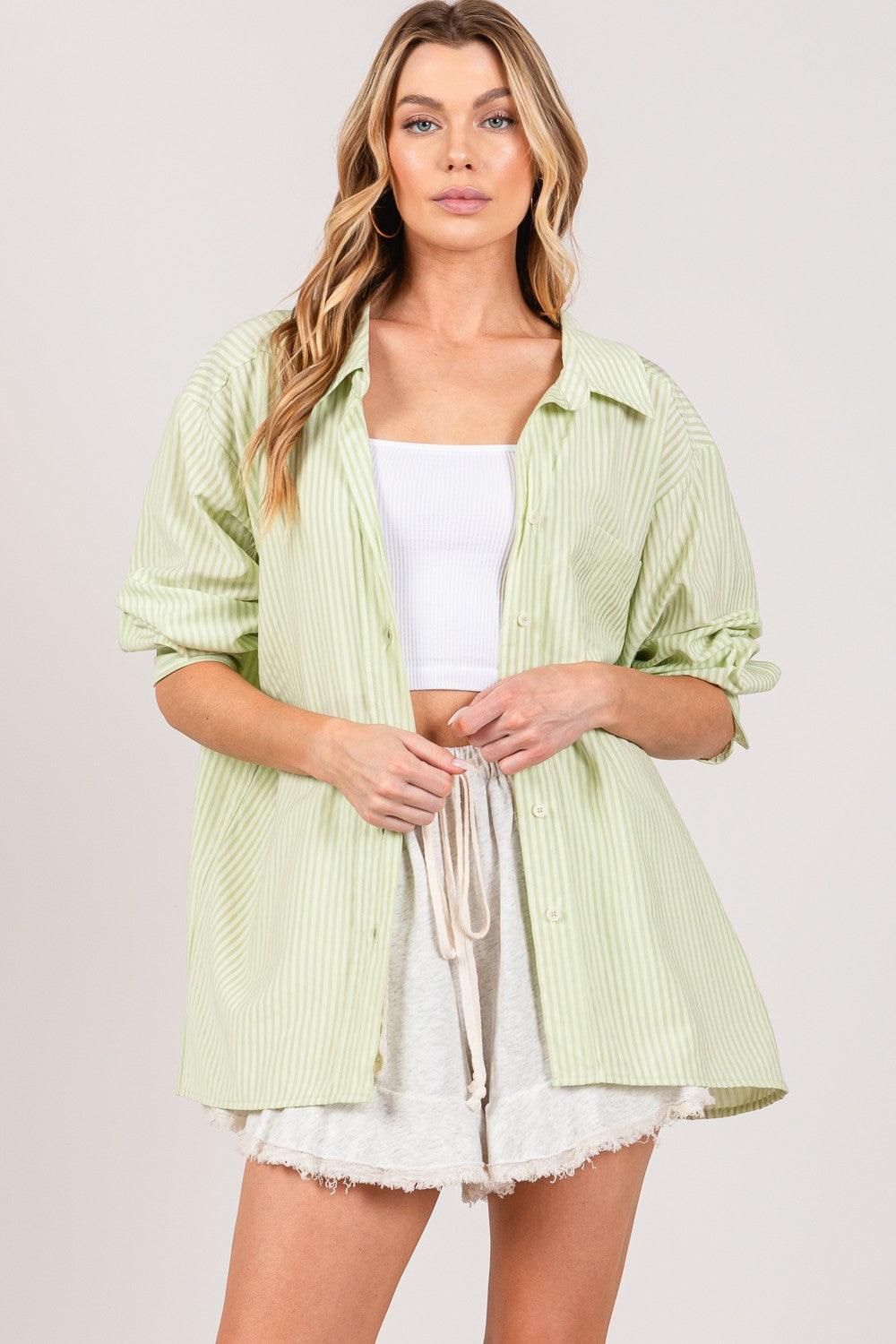 SAGE + FIG Striped Button Up Long Sleeve Shirt