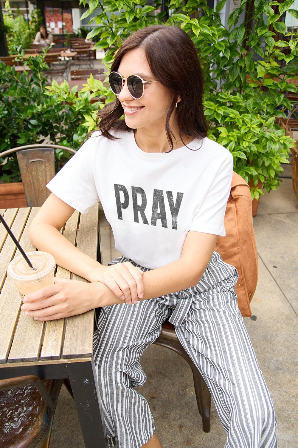 Simply Love Full Size PRAY Round Neck T-Shirt