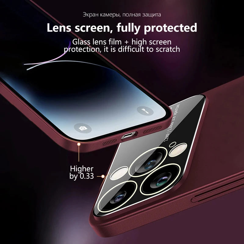 Smartphone with screen protector highlighting 'Lens screen, fully protected' text