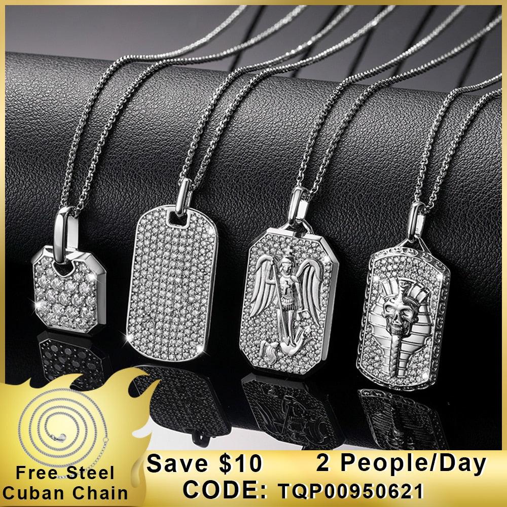 Streamline Tag With Pave Moissanite Diamonds Tag Pendant Real 925 Sterling Silver For Women Men Fine Jewelry Accessories Gift Carauana Store