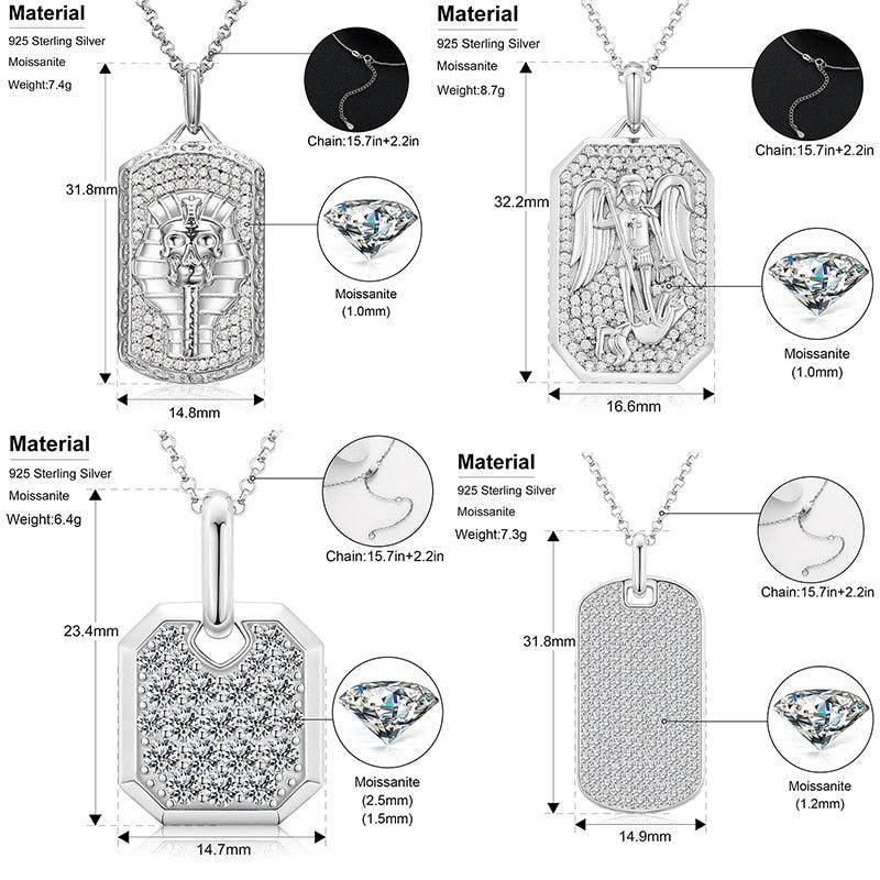 Streamline Tag With Pave Moissanite Diamonds Tag Pendant Real 925 Sterling Silver For Women Men Fine Jewelry Accessories Gift Carauana Store