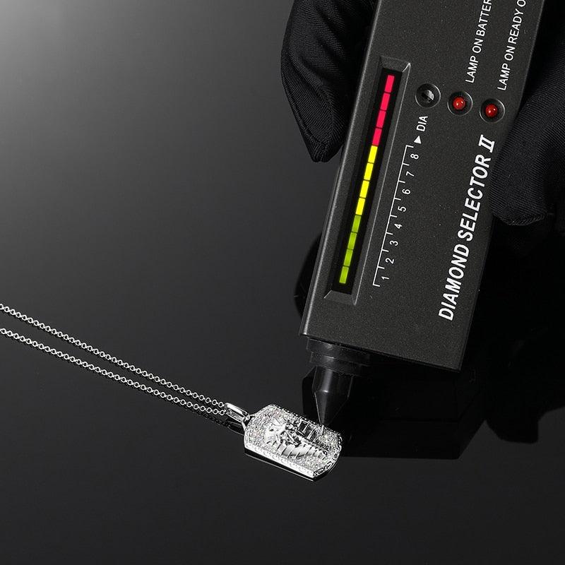 Streamline Tag With Pave Moissanite Diamonds Tag Pendant Real 925 Sterling Silver For Women Men Fine Jewelry Accessories Gift Carauana Store