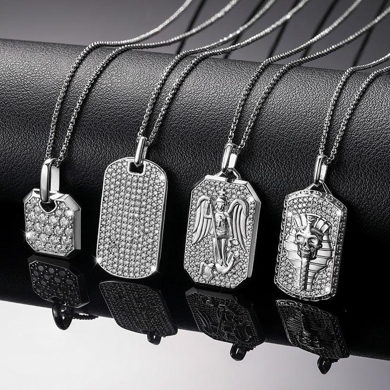 Streamline Tag With Pave Moissanite Diamonds Tag Pendant Real 925 Sterling Silver For Women Men Fine Jewelry Accessories Gift Carauana Store