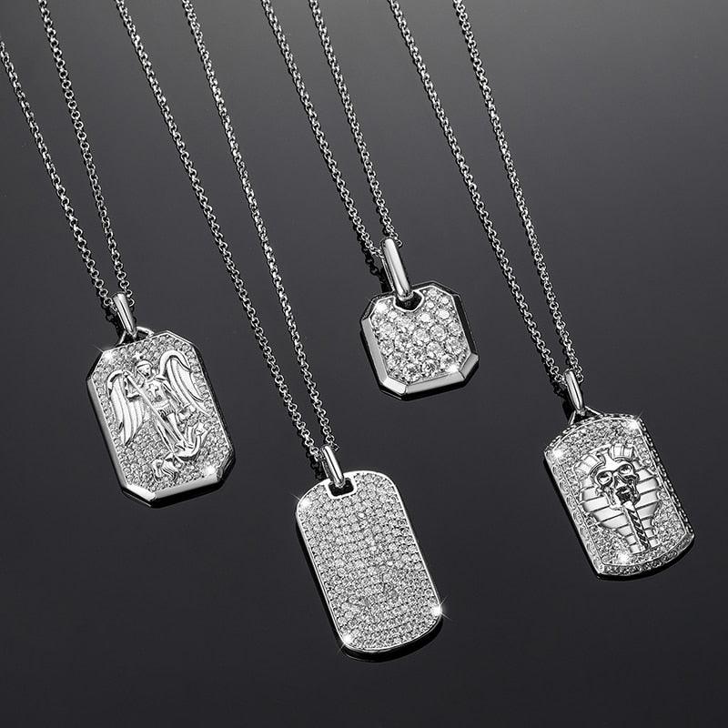 Streamline Tag With Pave Moissanite Diamonds Tag Pendant Real 925 Sterling Silver For Women Men Fine Jewelry Accessories Gift Carauana Store
