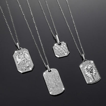 Streamline Tag With Pave Moissanite Diamonds Tag Pendant Real 925 Sterling Silver For Women Men Fine Jewelry Accessories Gift Carauana Store
