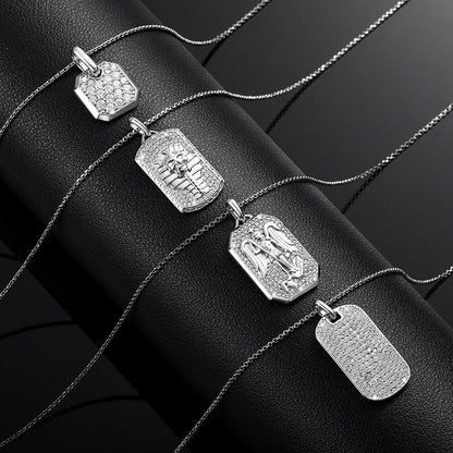Streamline Tag With Pave Moissanite Diamonds Tag Pendant Real 925 Sterling Silver For Women Men Fine Jewelry Accessories Gift Carauana Store