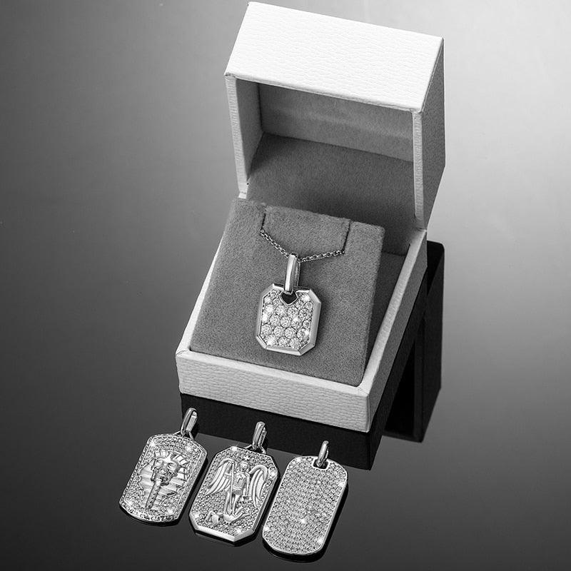 Streamline Tag With Pave Moissanite Diamonds Tag Pendant Real 925 Sterling Silver For Women Men Fine Jewelry Accessories Gift Carauana Store