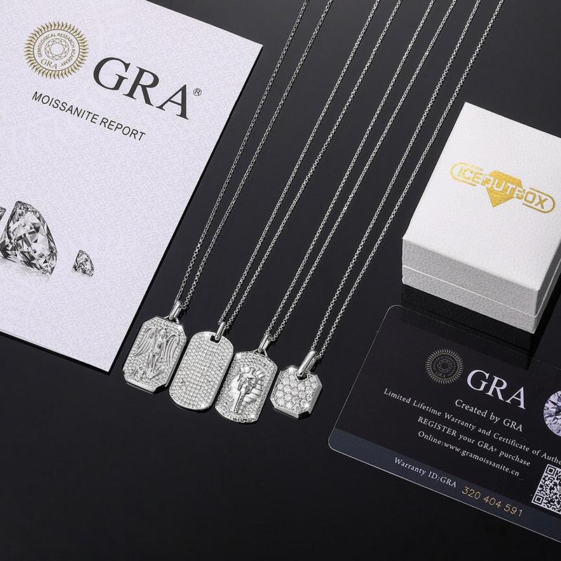Streamline Tag With Pave Moissanite Diamonds Tag Pendant Real 925 Sterling Silver For Women Men Fine Jewelry Accessories Gift Carauana Store