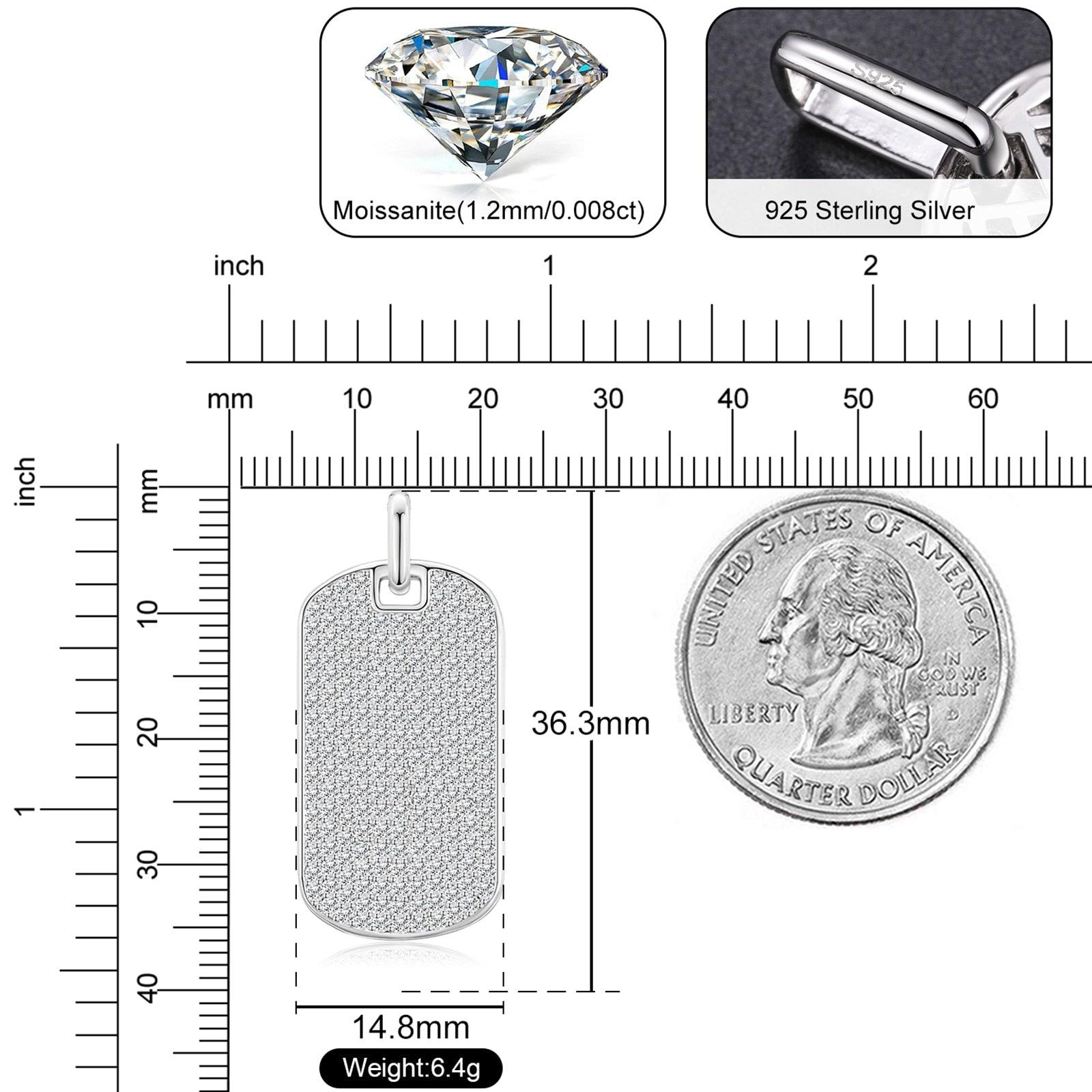 Streamline Tag With Pave Moissanite Diamonds Tag Pendant Real 925 Sterling Silver For Women Men Fine Jewelry Accessories Gift Carauana Store