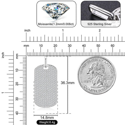 Streamline Tag With Pave Moissanite Diamonds Tag Pendant Real 925 Sterling Silver For Women Men Fine Jewelry Accessories Gift Carauana Store