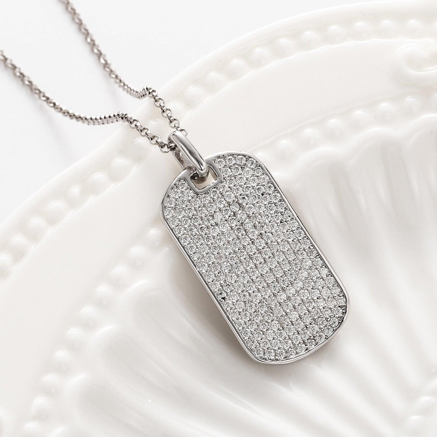 Streamline Tag With Pave Moissanite Diamonds Tag Pendant Real 925 Sterling Silver For Women Men Fine Jewelry Accessories Gift Carauana Store