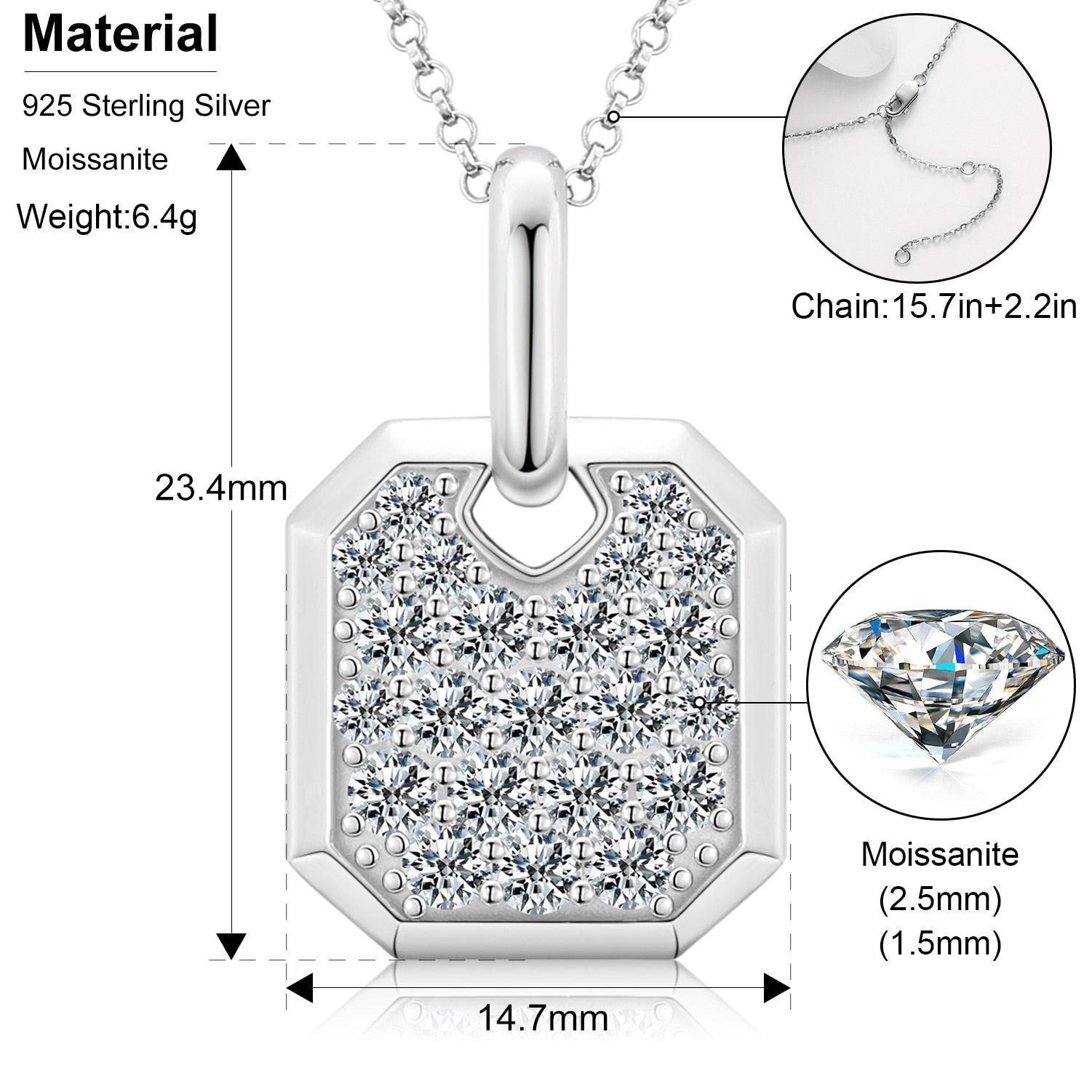 Streamline Tag With Pave Moissanite Diamonds Tag Pendant Real 925 Sterling Silver For Women Men Fine Jewelry Accessories Gift Carauana Store