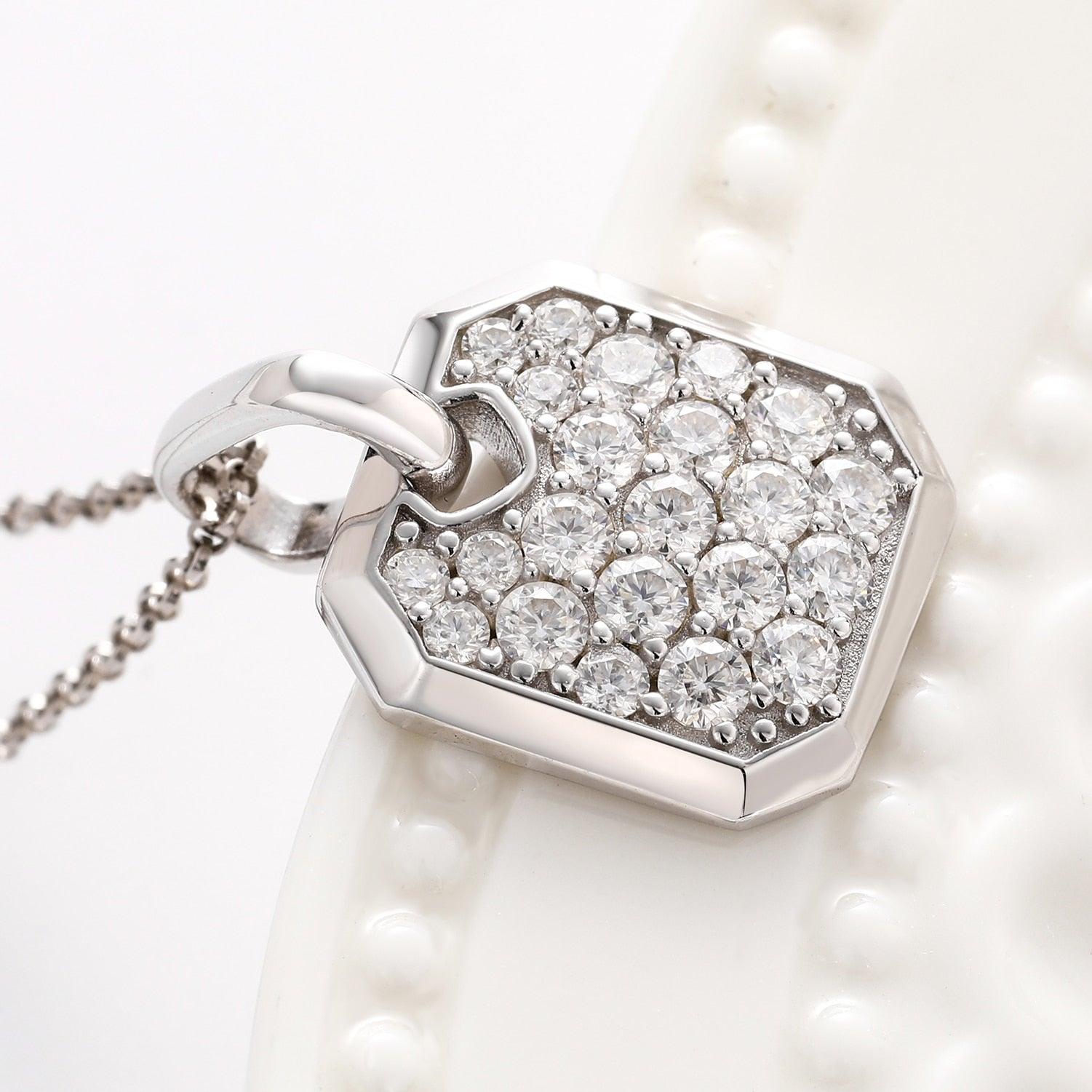 Streamline Tag With Pave Moissanite Diamonds Tag Pendant Real 925 Sterling Silver For Women Men Fine Jewelry Accessories Gift Carauana Store