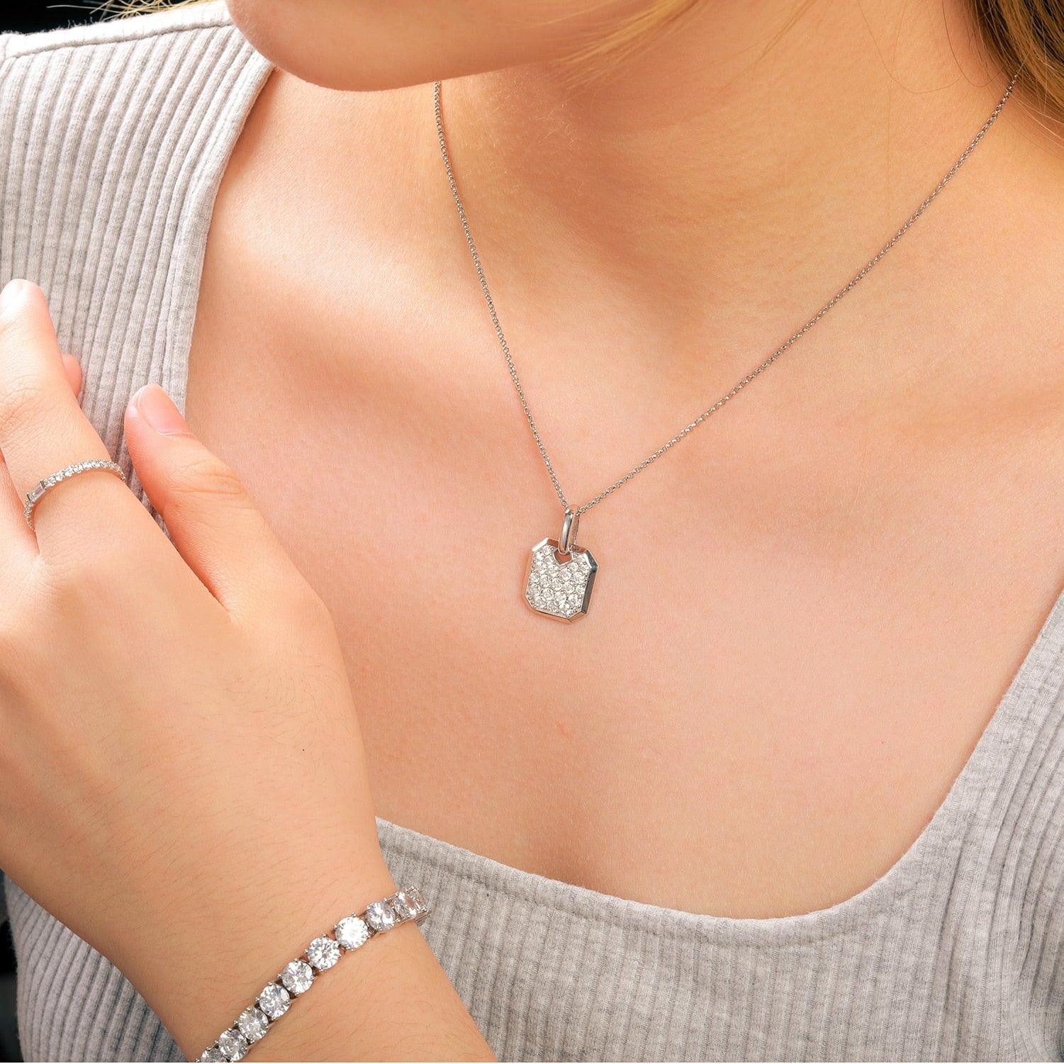 Streamline Tag With Pave Moissanite Diamonds Tag Pendant Real 925 Sterling Silver For Women Men Fine Jewelry Accessories Gift Carauana Store