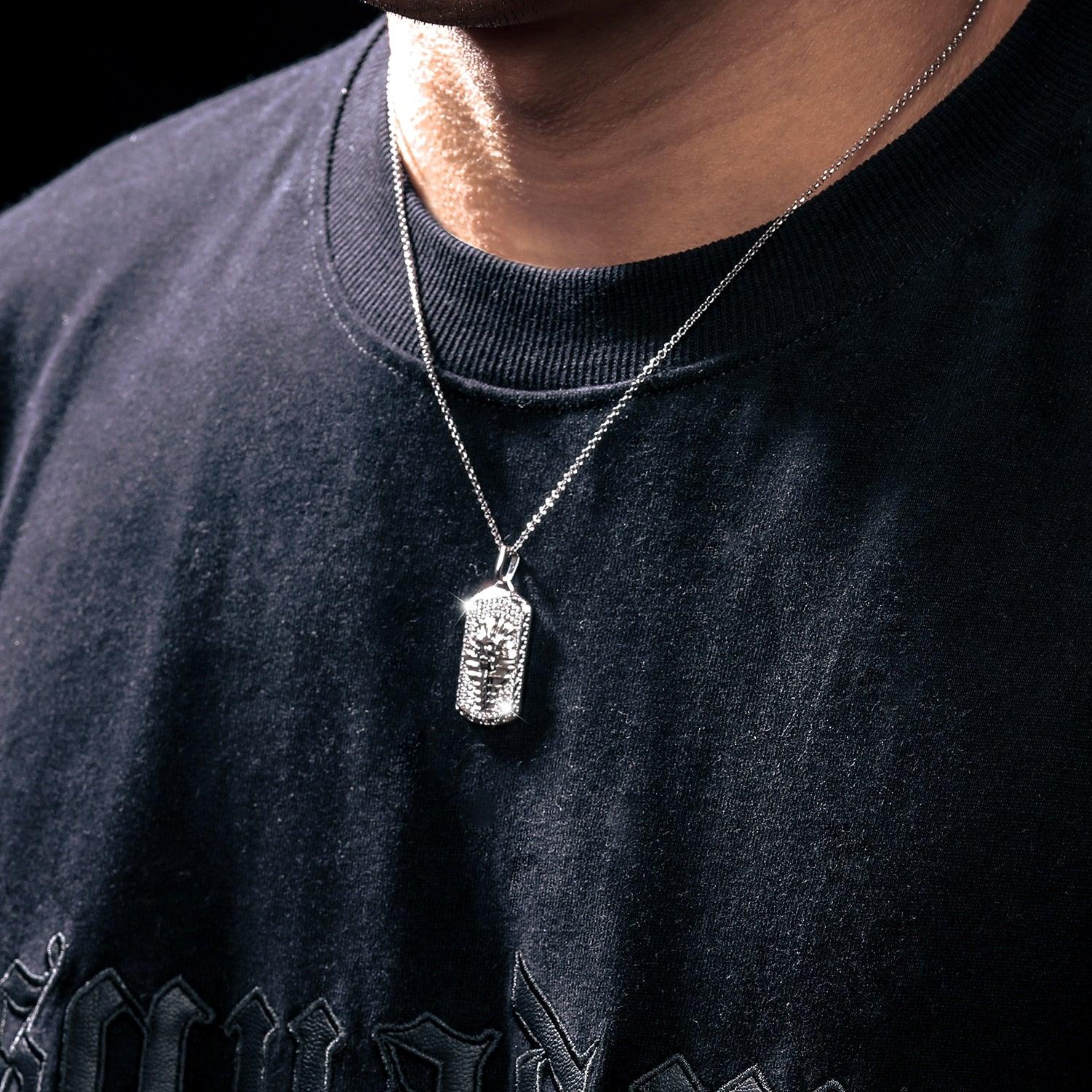 Streamline Tag With Pave Moissanite Diamonds Tag Pendant Real 925 Sterling Silver For Women Men Fine Jewelry Accessories Gift Carauana Store