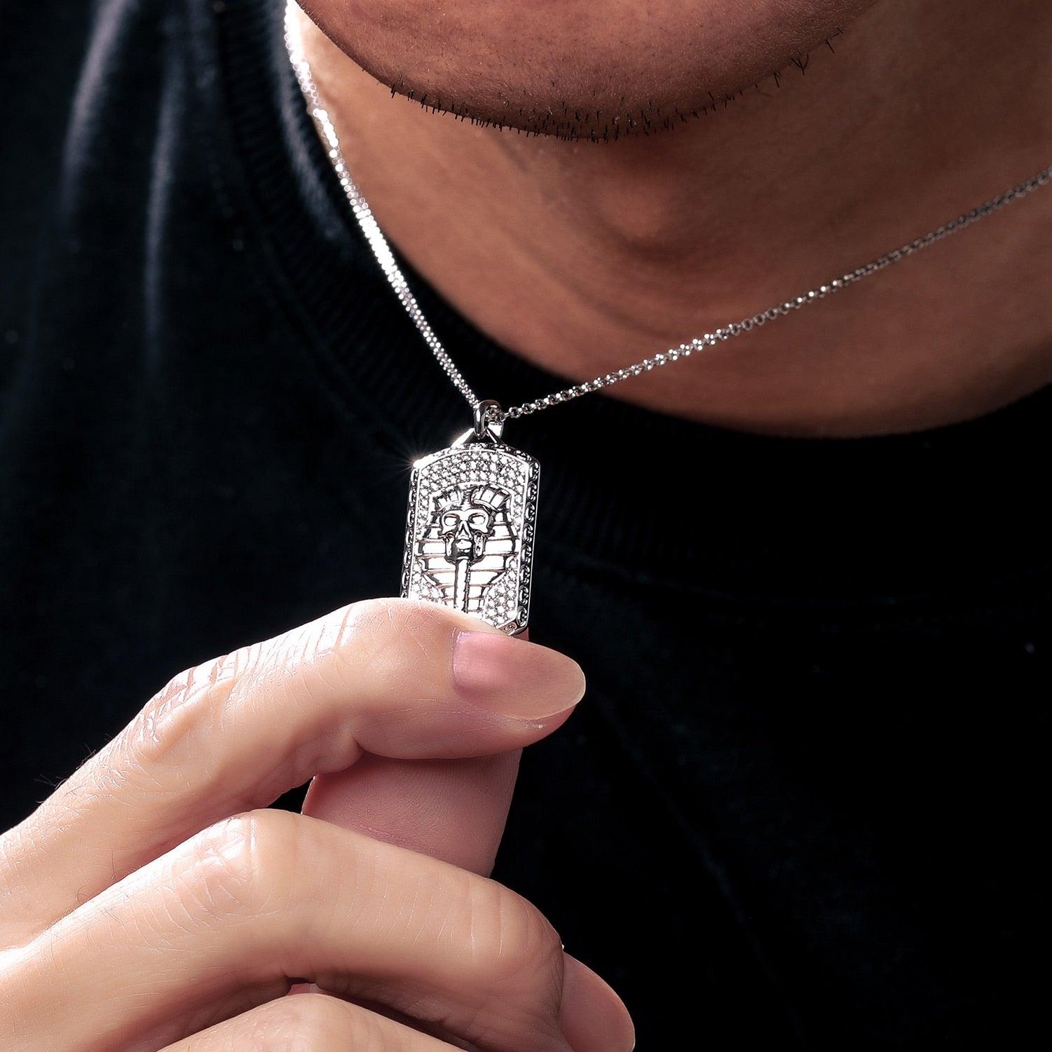 Streamline Tag With Pave Moissanite Diamonds Tag Pendant Real 925 Sterling Silver For Women Men Fine Jewelry Accessories Gift Carauana Store