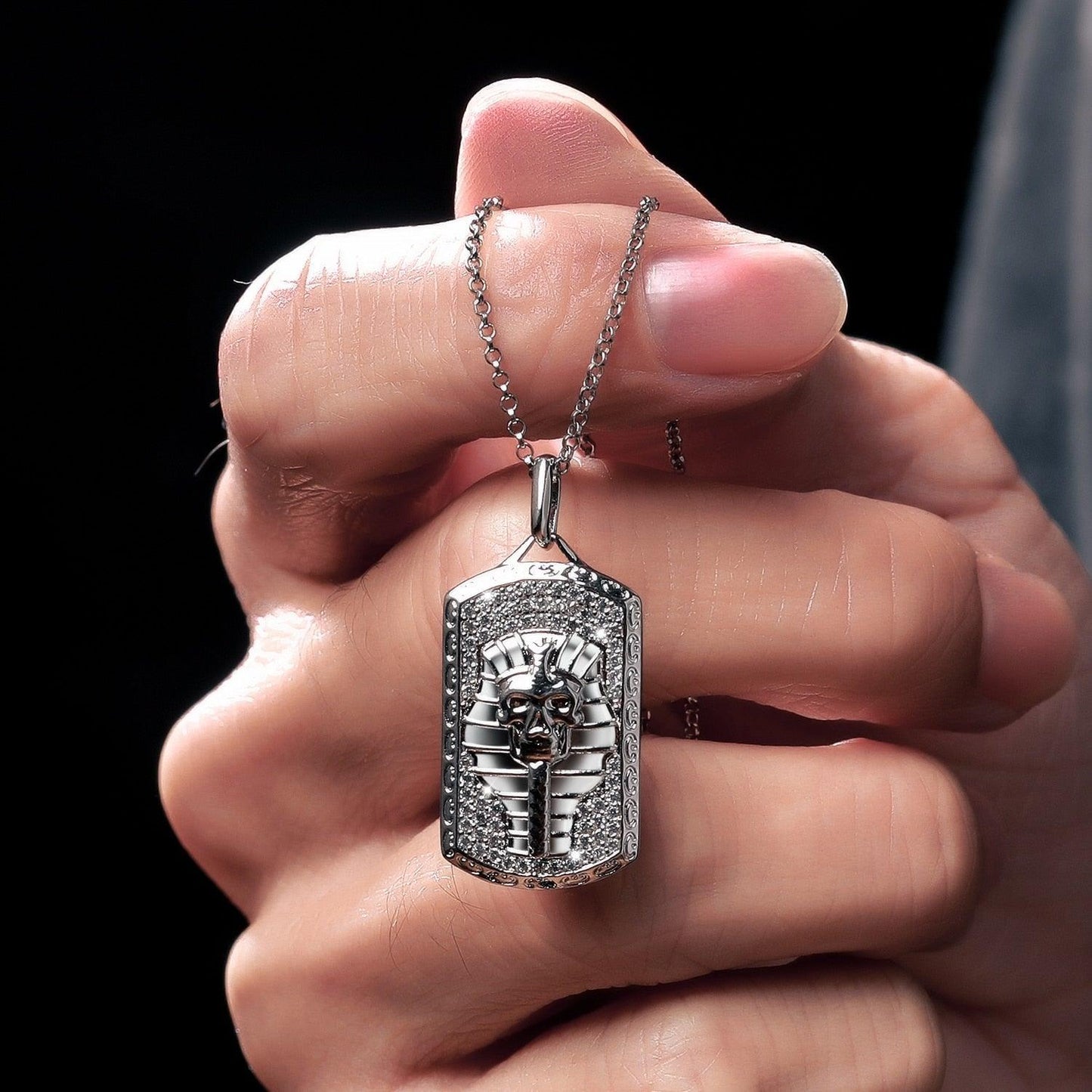 Streamline Tag With Pave Moissanite Diamonds Tag Pendant Real 925 Sterling Silver For Women Men Fine Jewelry Accessories Gift Carauana Store