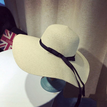 Summer Women Straw Hat Bowknot Wide Brim Floppy Panama Hats Female Lady Outdoor Foldable Beach Sun Cap