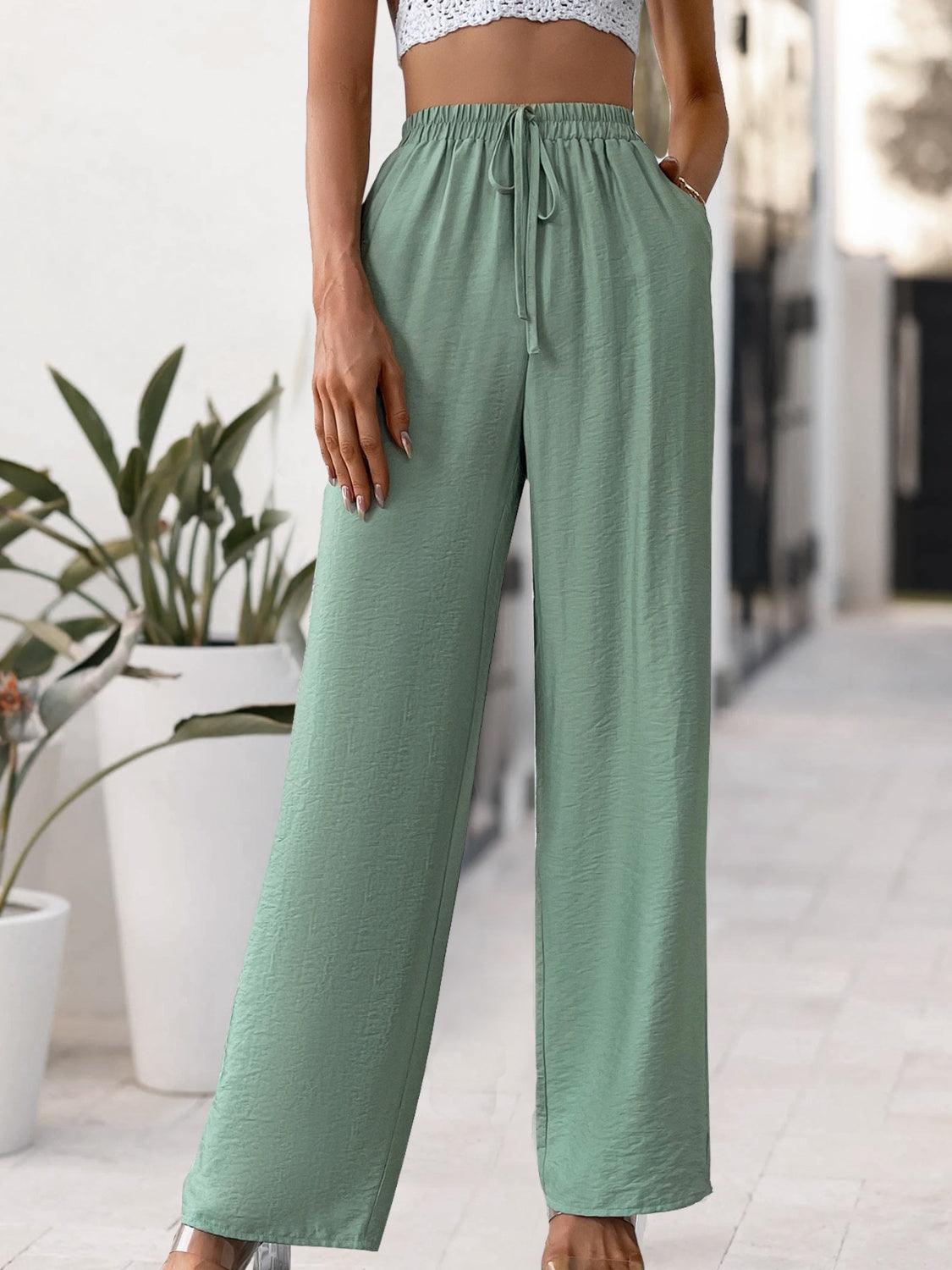 Tied High Waist Wide Leg Pants