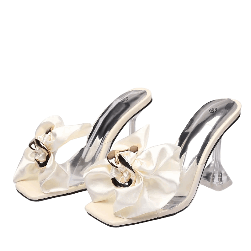 Transparent Butterfly-Knot High Heels Slippers - 9cm CaRaUaNa Fashion