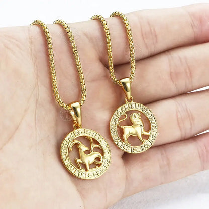 Zodiac Pendant Necklace | Gold-Filled Horoscope Necklace with 12 Signs CaRaUaNa Fashion