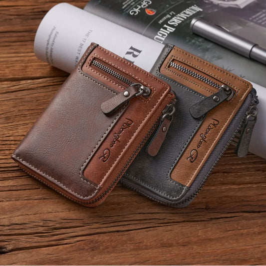 Premium Retro Short Men’s PU Leather Zipper Wallet CaRaUaNa Fashion
