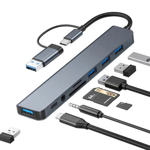 USB C Hub USB Splitter 8 in 1 USB Extender