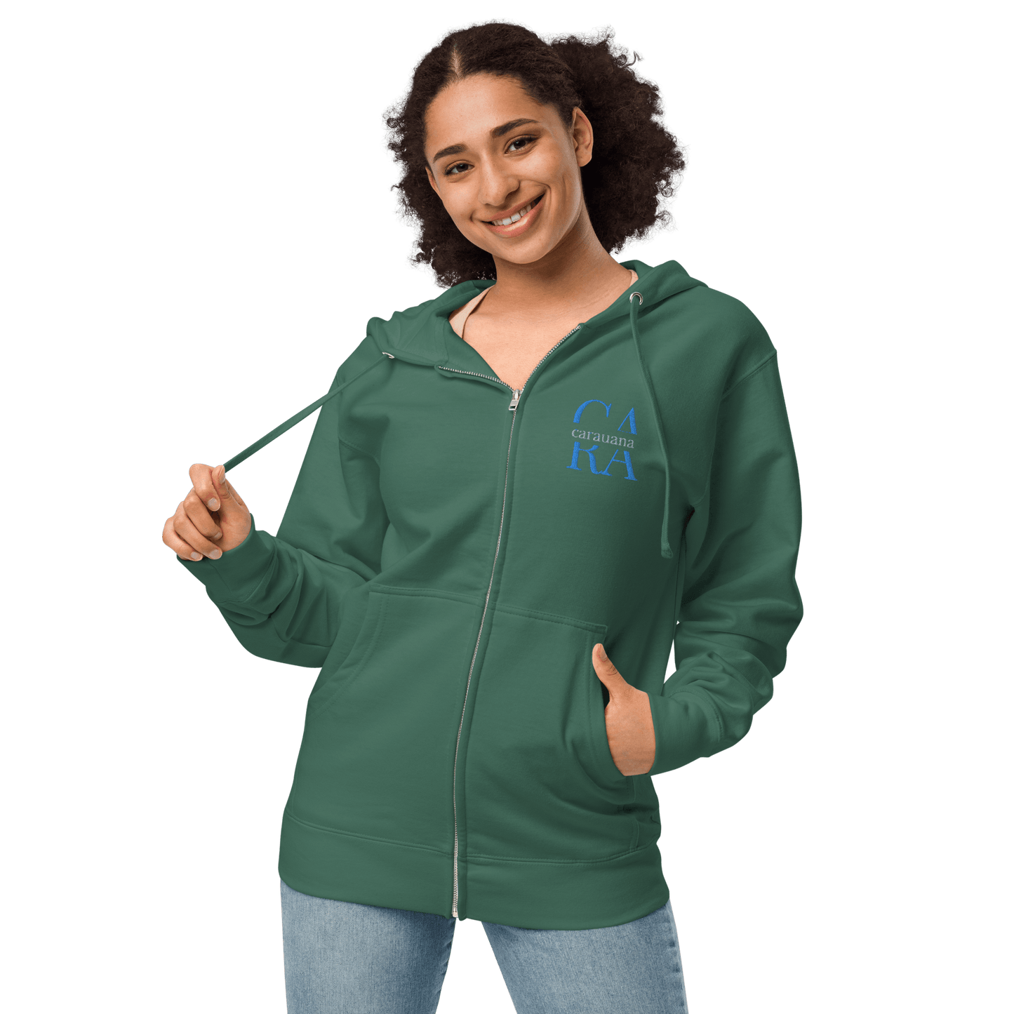 Unisex fleece zip up hoodie