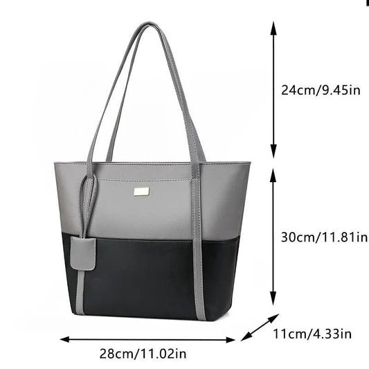 Women Pu Leather Fashion Color Match Shoulder Bag Large Capacity Handbag Carauana Store