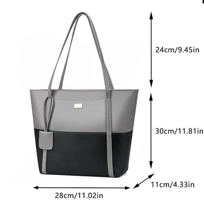 Women Pu Leather Fashion Color Match Shoulder Bag Large Capacity Handbag Carauana Store
