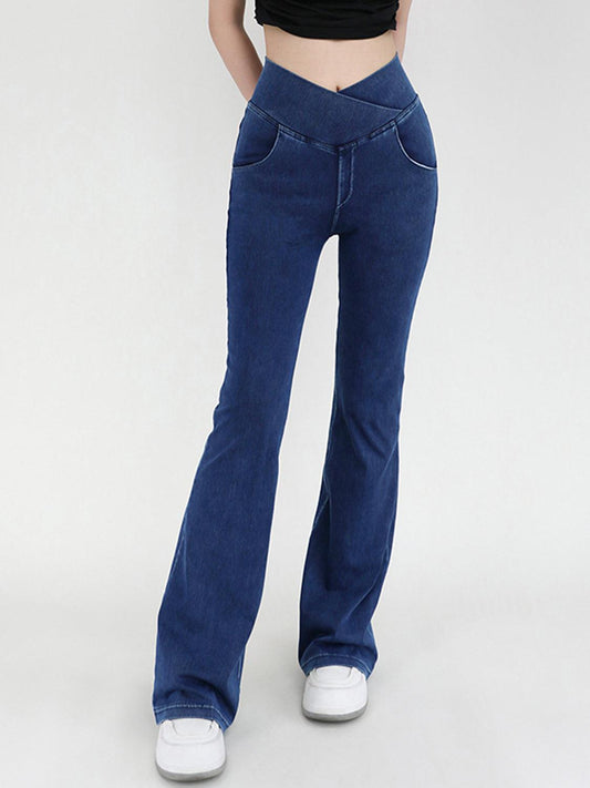 Wide Waistband Bootcut Jeans with Pockets Carauana Store