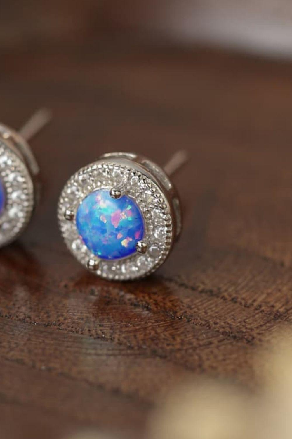 Opal 4-Prong Round Stud Earrings