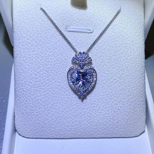 3 Carat Moissanite 925 Sterling Silver Heart Pendant Necklace Carauana Store